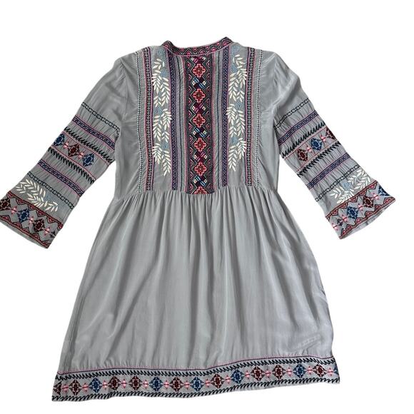 Johnny Was Ellie 100% Silk Boho Embroidered Wide Hem Dress Size XS - Picture 8 of 15